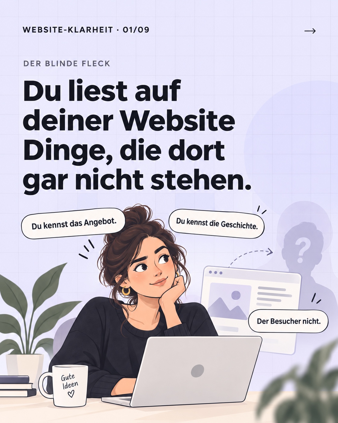 Der blinde Fleck: Du liest auf deiner Website Dinge, die dort gar nicht stehen.