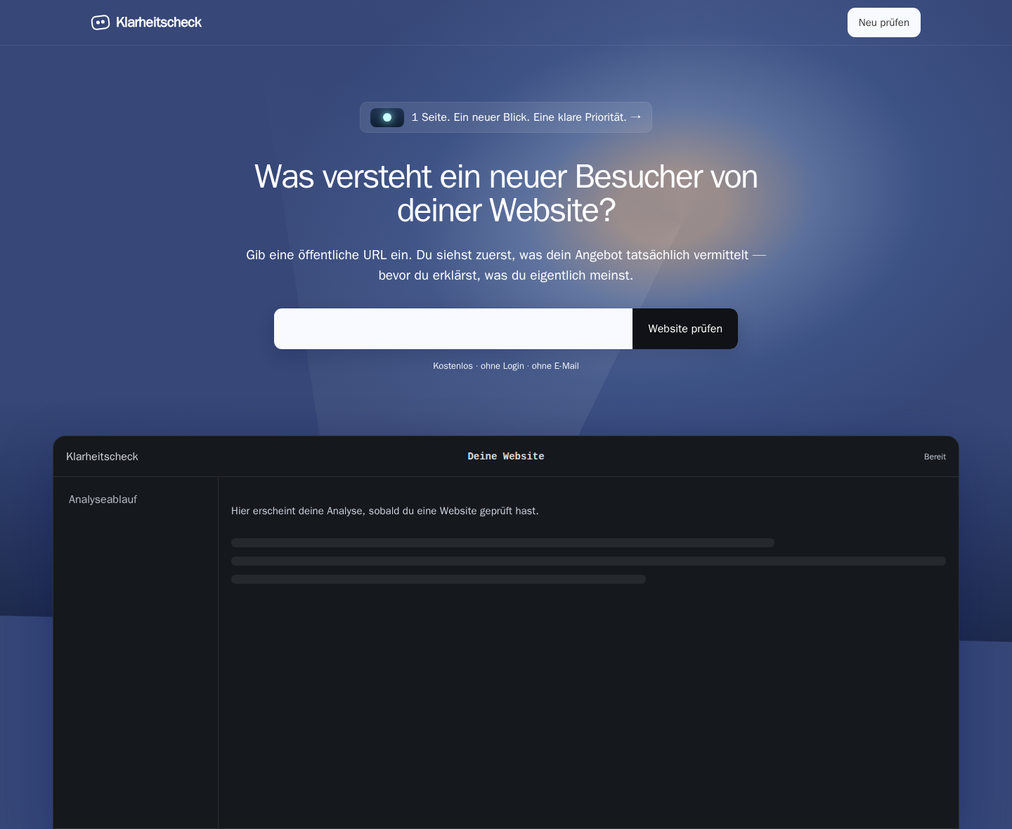 Vorschau des Website-Klarheitschecks